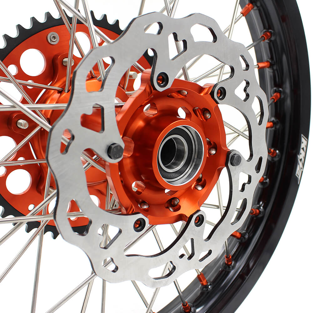 KKE ENDURO MX WHEELS SET FIT KTM 125-530CC ALL MODEL EXCR EXC SXF XCF 125 250 300 350 450 530 ORANGE NIPPLE - KKE Racing