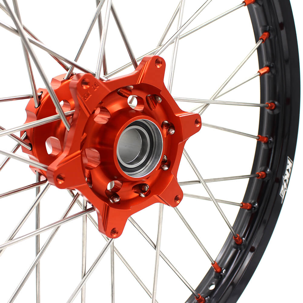 KKE ENDURO MX WHEELS SET FIT KTM 125-530CC ALL MODEL EXCR EXC SXF XCF 125 250 300 350 450 530 ORANGE NIPPLE - KKE Racing