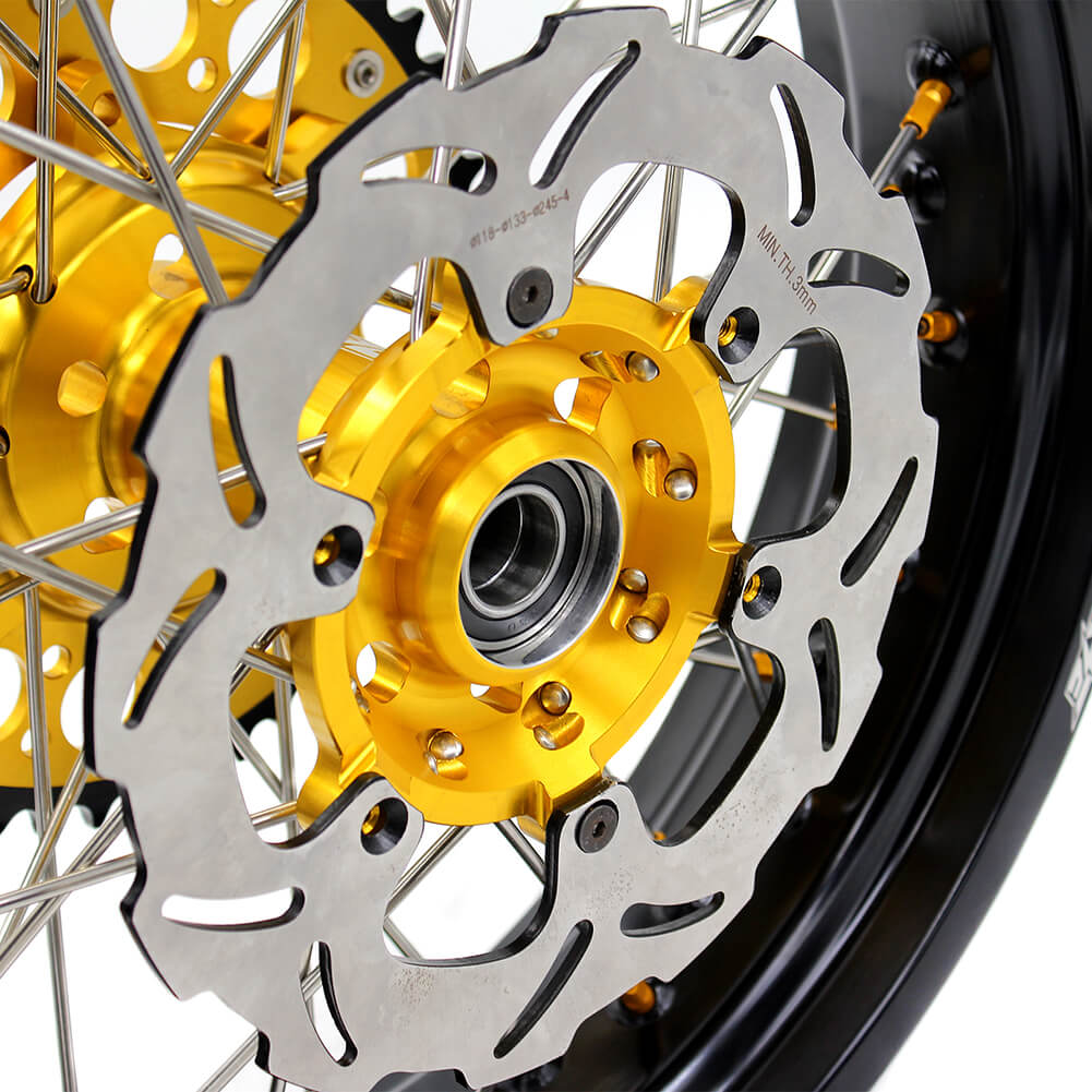 KKE DRZ400 DRZ400S DRZ400E DRZ400SM 3.5/4.25*17 SUPERMOTO WHEELS RIMS SET FIT SUZUKI GOLD CNC HUB & NIPPLE - KKE Racing