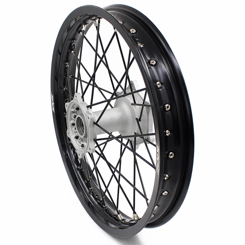 KKE CASTING 21/19 MX WHEELS SET FIT YAMAHA YZ125 YZ250 YZ250F YZ450F SILVER HUB BLACK RIM - KKE Racing