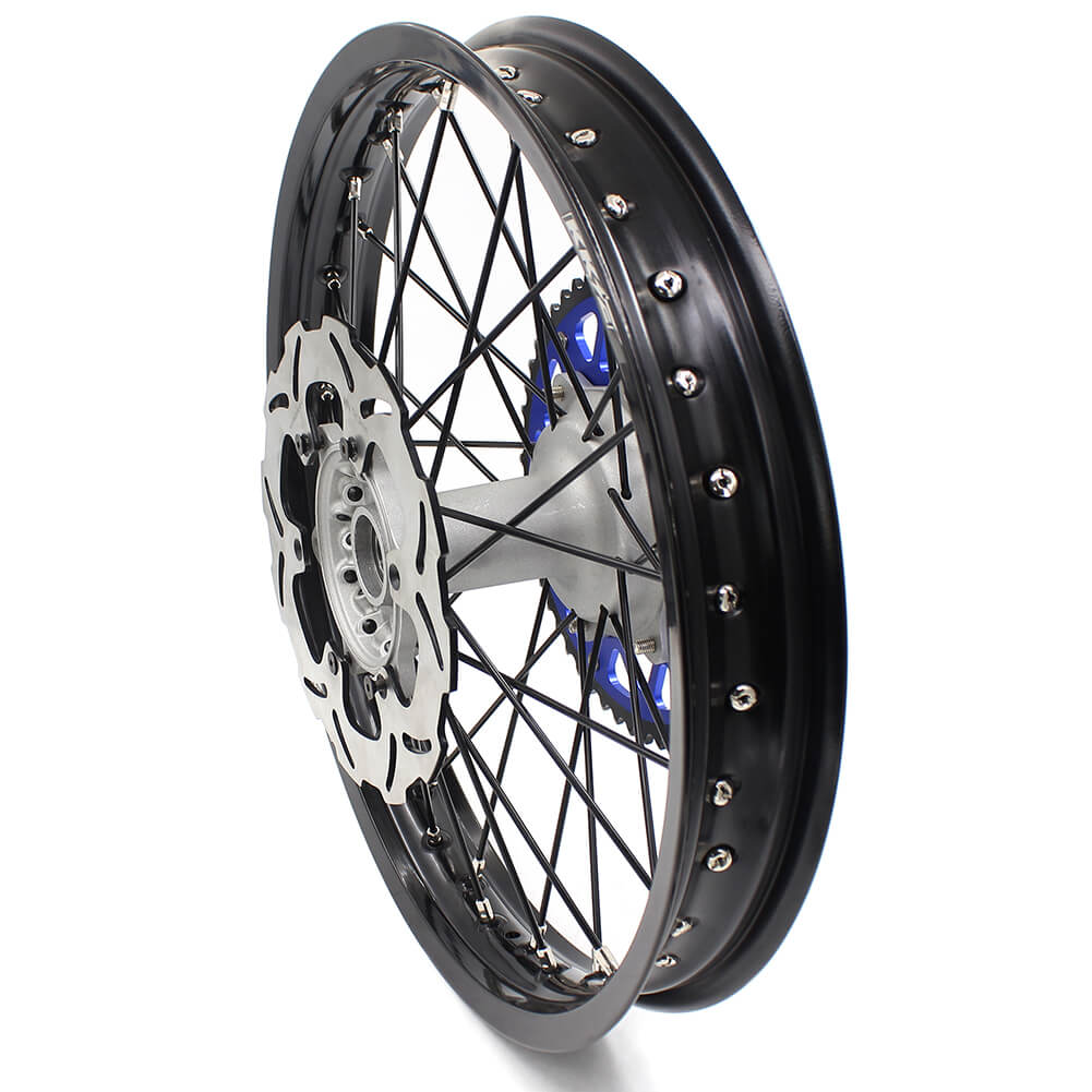 KKE CASTING 21/19 MX WHEELS SET FIT YAMAHA YZ125 YZ250 YZ250F YZ450F SILVER HUB BLACK RIM - KKE Racing