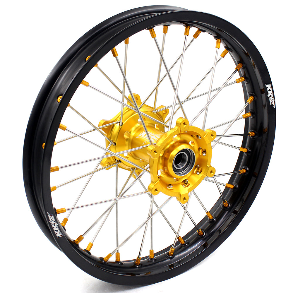 KKE 21 18 INCH SPOKED ENDURO WHEELS SET FOR SUZUKI DRZ400SM 2005-2018 GOLD NIPPLE - KKE Racing