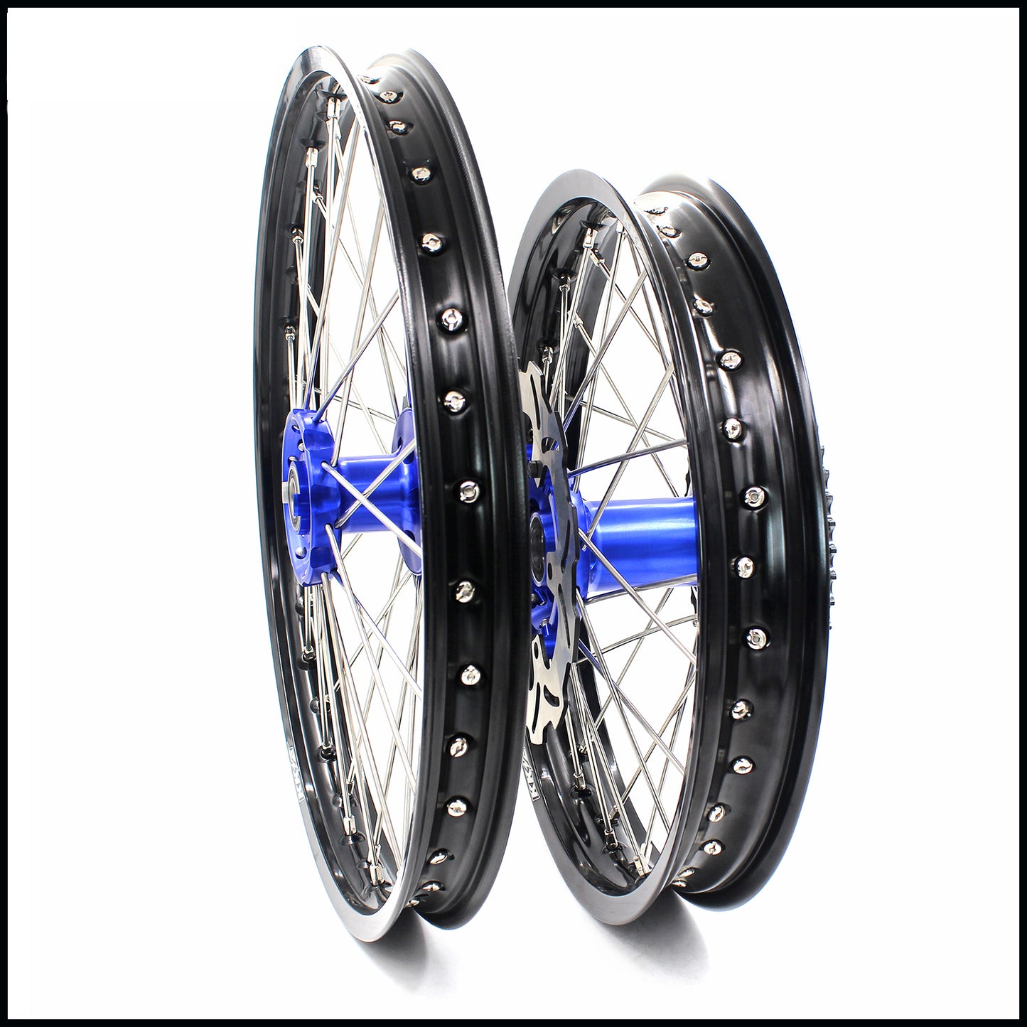 KKE 21"&19" Mx Dirtibke Wheels Rim For YAMAHA YZ125 YZ250 1999-2016 YZ250F YZ450F 2003-2015 Blue&Black With Disc