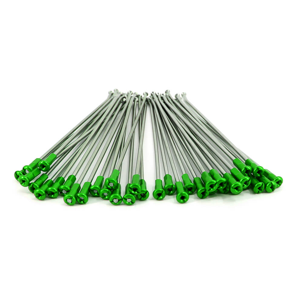 KKE 2.15*19 REAR SPOKE SET WITH GREEN ALLOY NIPPLE FOR KAWASAKI KX250F KX450F 36 PCS - KKE Racing