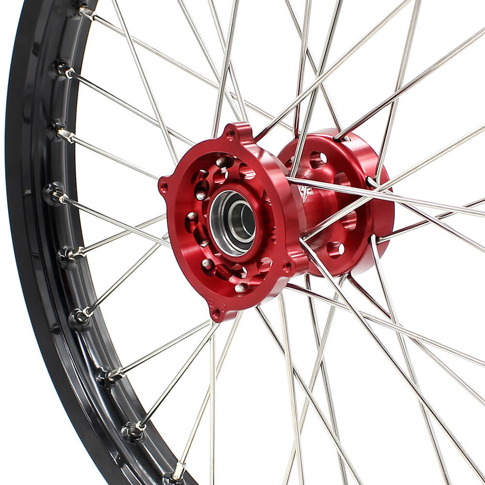 KKE 19/16 KID'S BIG WHEELS RIMS SET FIT HONDA CR80R 1993-2002 CR85R 2003-2008 MINI BIKE RED CNC HUB - KKE Racing