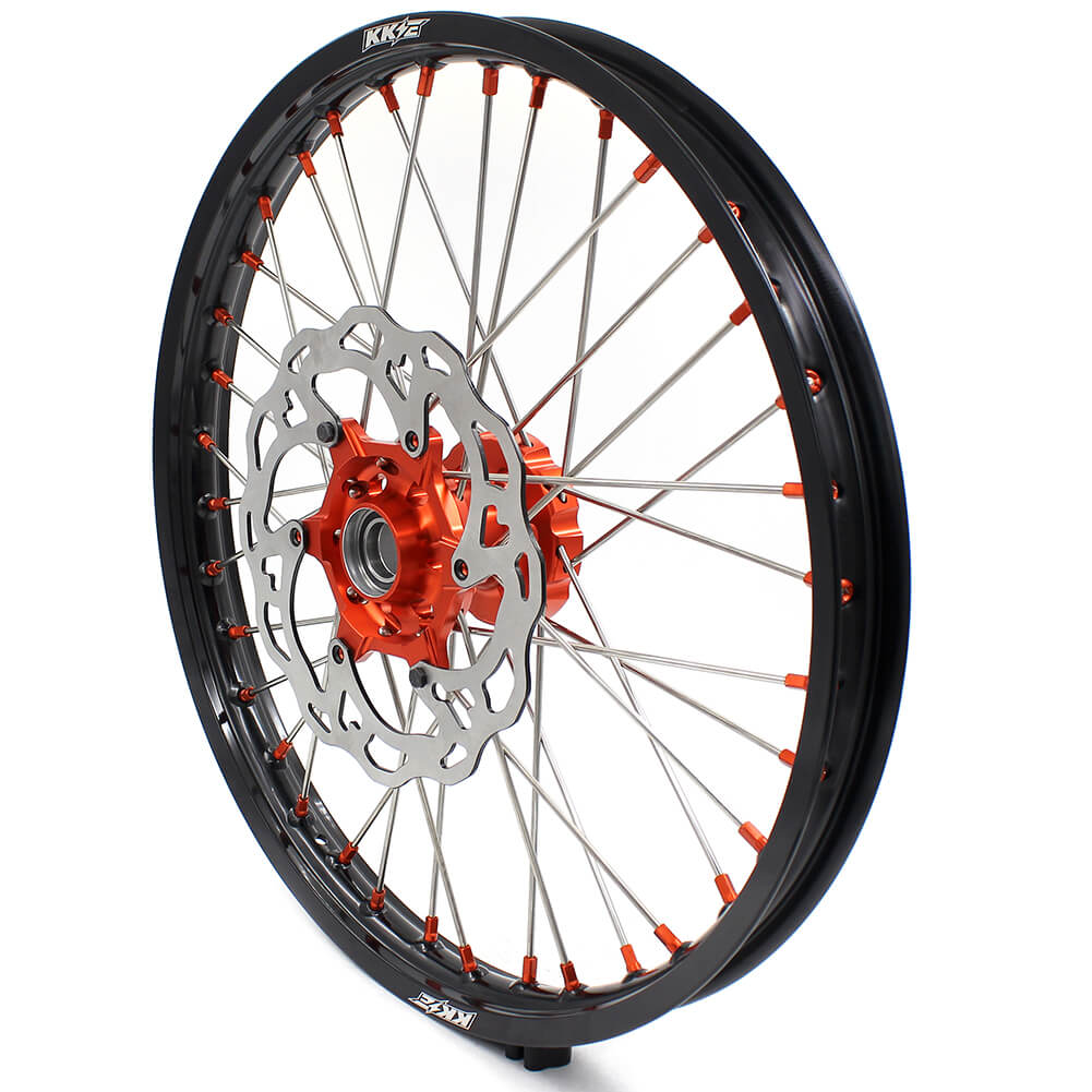 KKE ENDURO MX WHEELS SET FIT KTM 125-530CC ALL MODEL EXCR EXC SXF XCF 125 250 300 350 450 530 ORANGE NIPPLE - KKE Racing