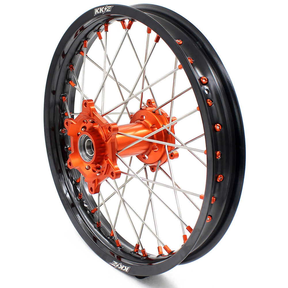 KKE ENDURO MX WHEELS SET FIT KTM 125-530CC ALL MODEL EXCR EXC SXF XCF 125 250 300 350 450 530 ORANGE NIPPLE - KKE Racing