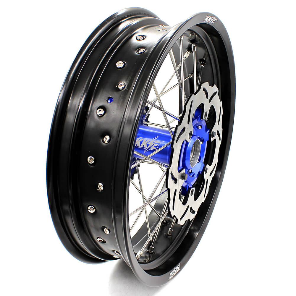 KKE DRZ400 DRZ400S DRZ400E DRZ400SM 3.5/4.25*17 SUPERMOTO WHEELS RIMS SET FIT SUZUKI BLUE CNC HUB - KKE Racing