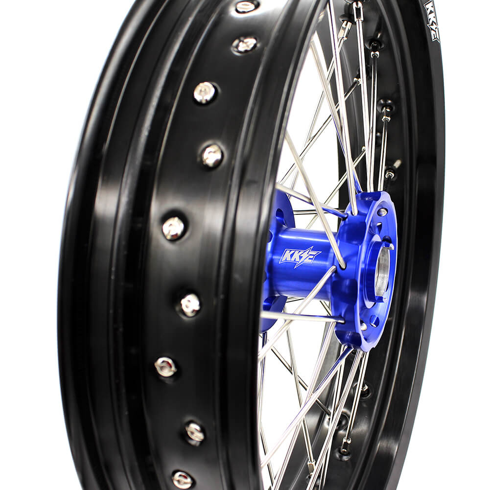 KKE DRZ400 DRZ400S DRZ400E DRZ400SM 3.5/4.25*17 SUPERMOTO WHEELS RIMS SET FIT SUZUKI BLUE CNC HUB - KKE Racing
