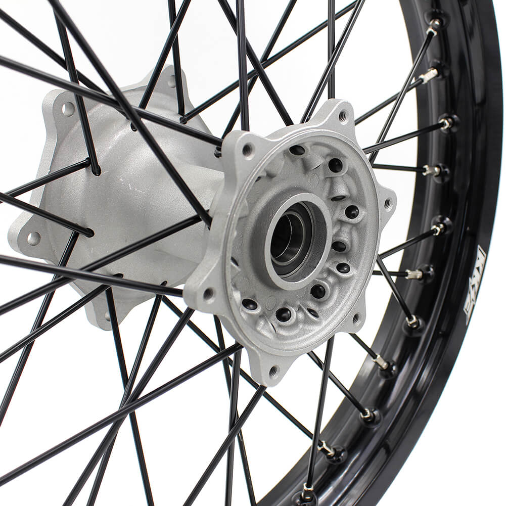 KKE CASTING 21/19 MX WHEELS SET FIT YAMAHA YZ125 YZ250 YZ250F YZ450F SILVER HUB BLACK RIM - KKE Racing