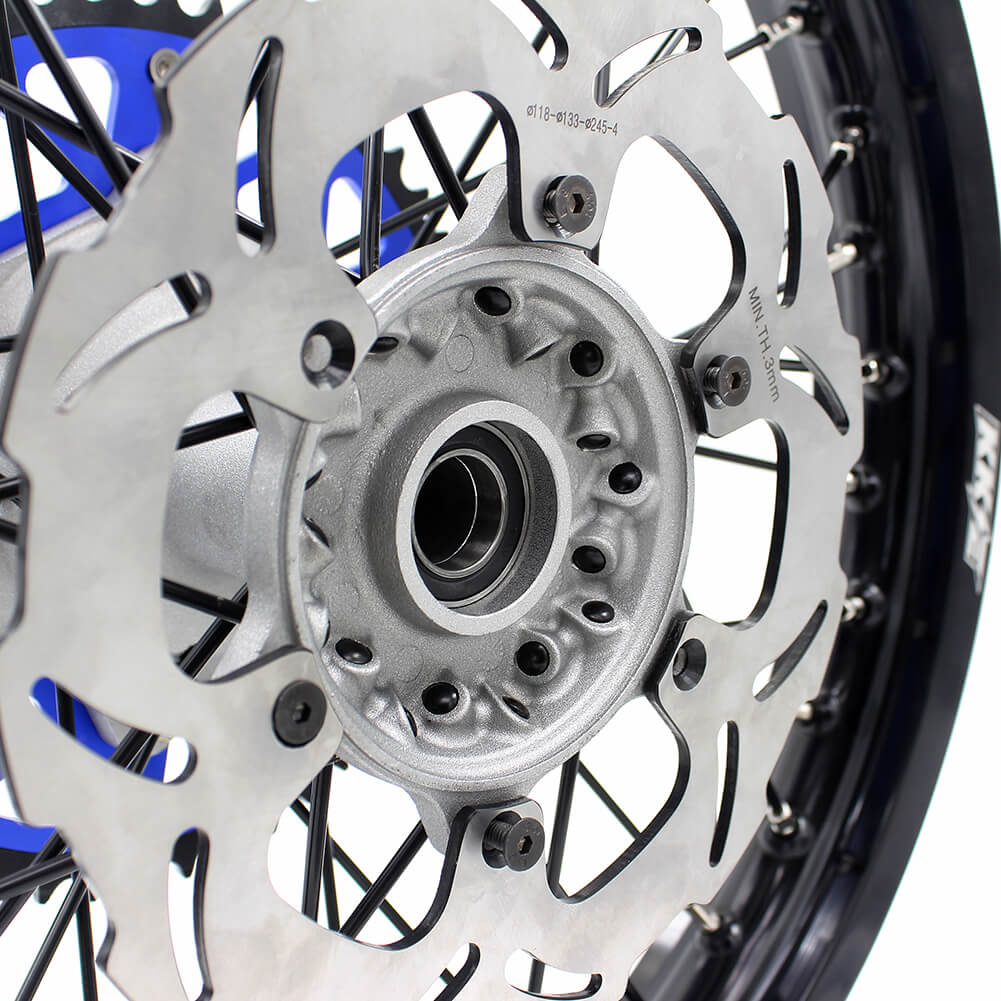 KKE CASTING 21/19 MX WHEELS SET FIT YAMAHA YZ125 YZ250 YZ250F YZ450F SILVER HUB BLACK RIM - KKE Racing