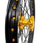 KKE FRONT 1.6*21 REAR 2.15*19 MX WHEELS RIMS SET FOR SUZUKI RMZ250 07-19 RMZ450 05-19 GOLD NIPPLE BLACK SPOKE - KKE Racing