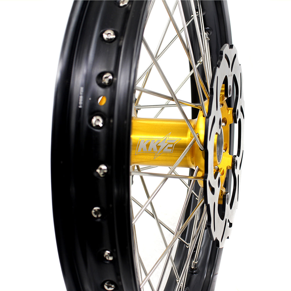 KKE 21" 19" Mx Diretibke Wheels For YAMAHA YZ125 YZ250 1999-2016 YZ250F YZ450F 2003-2015 Gold&Black With Disc