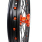 KKE 19"*1.6/16"*1.85 Big Kid's Wheels Rims Set For KTM SX85 2021 2022 2023 2024 Orange Nipples & Black Spokes