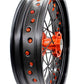 KKE 3.5/4.25 CNC SUPERMOTO WHEELS SET FOR KTM 125-530 2003-2019 ORANGE NIPPLE BLACK SPOKE - KKE Racing