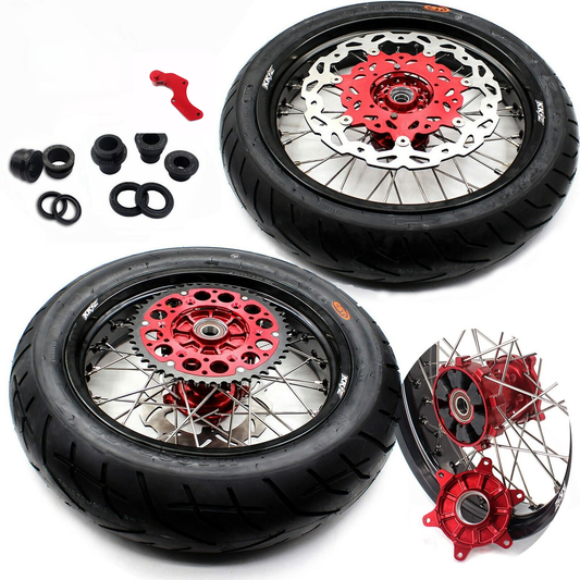 KKE 17 Inch Cush Drive Supermoto Wheels CST Tires For HONDA XR650R 2000-2008 Disc