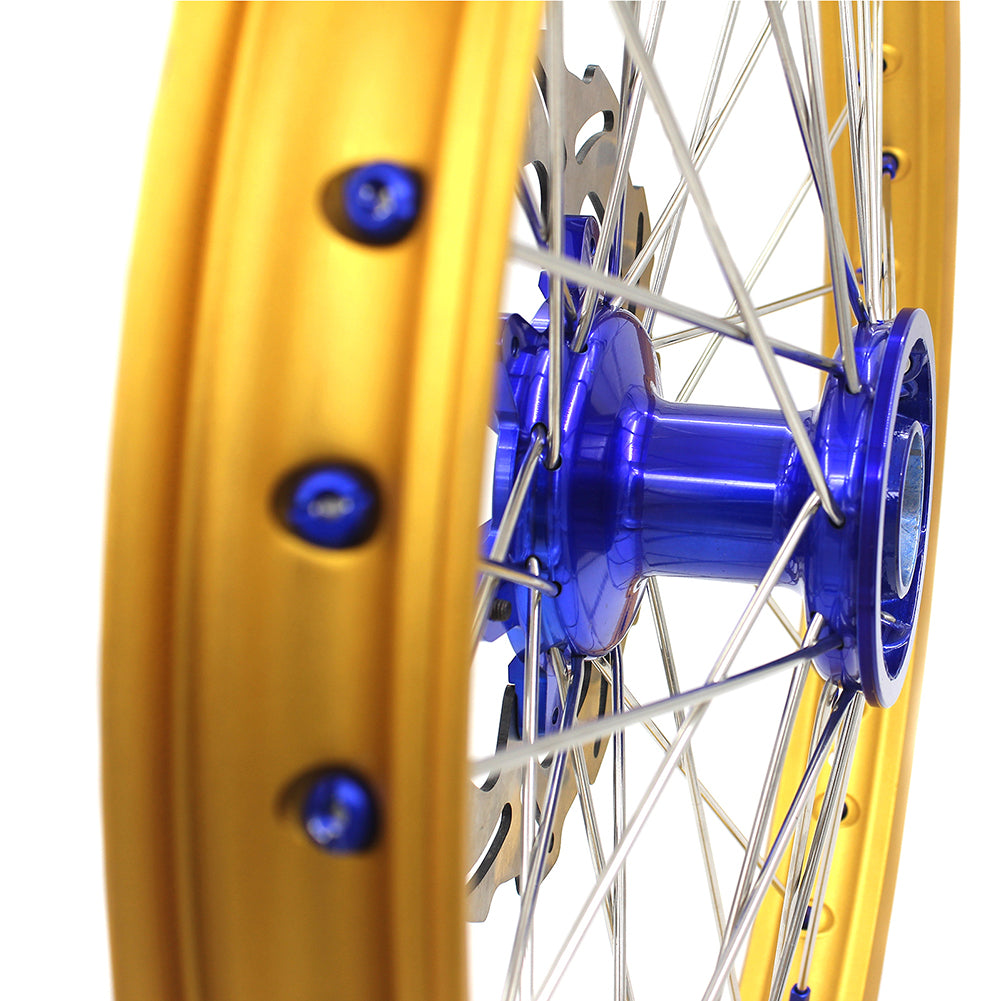 KKE 21"&19" Mx Dirtbike Casting Wheels For YAMAHA YZ125 YZ250 1999-2016 YZ250F YZ450F 2003-2015 Gold Rim With Disc