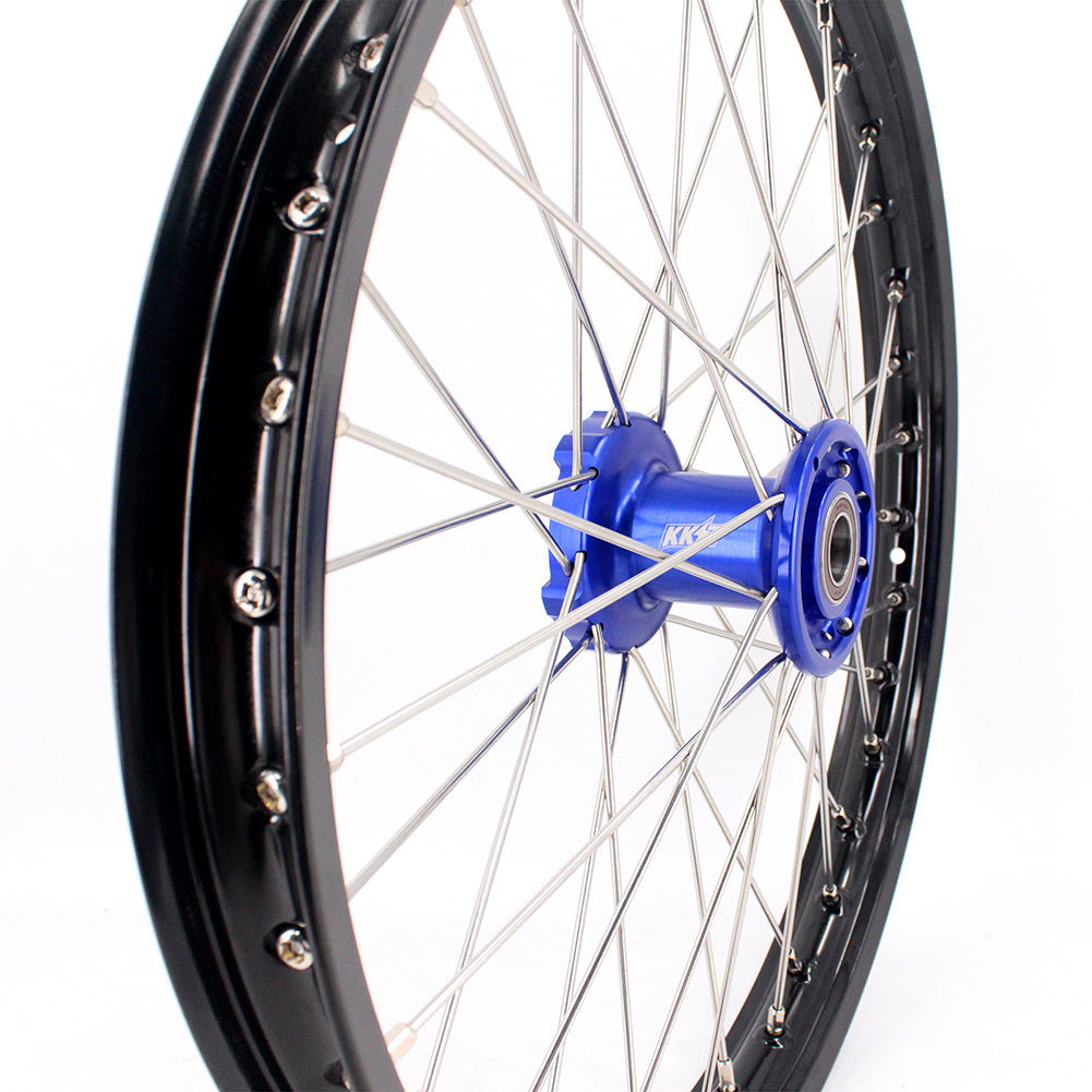 KKE 21 & 18 Enduro Rims for TM EN MX SMR 125-300 Blue Hub Black Rims