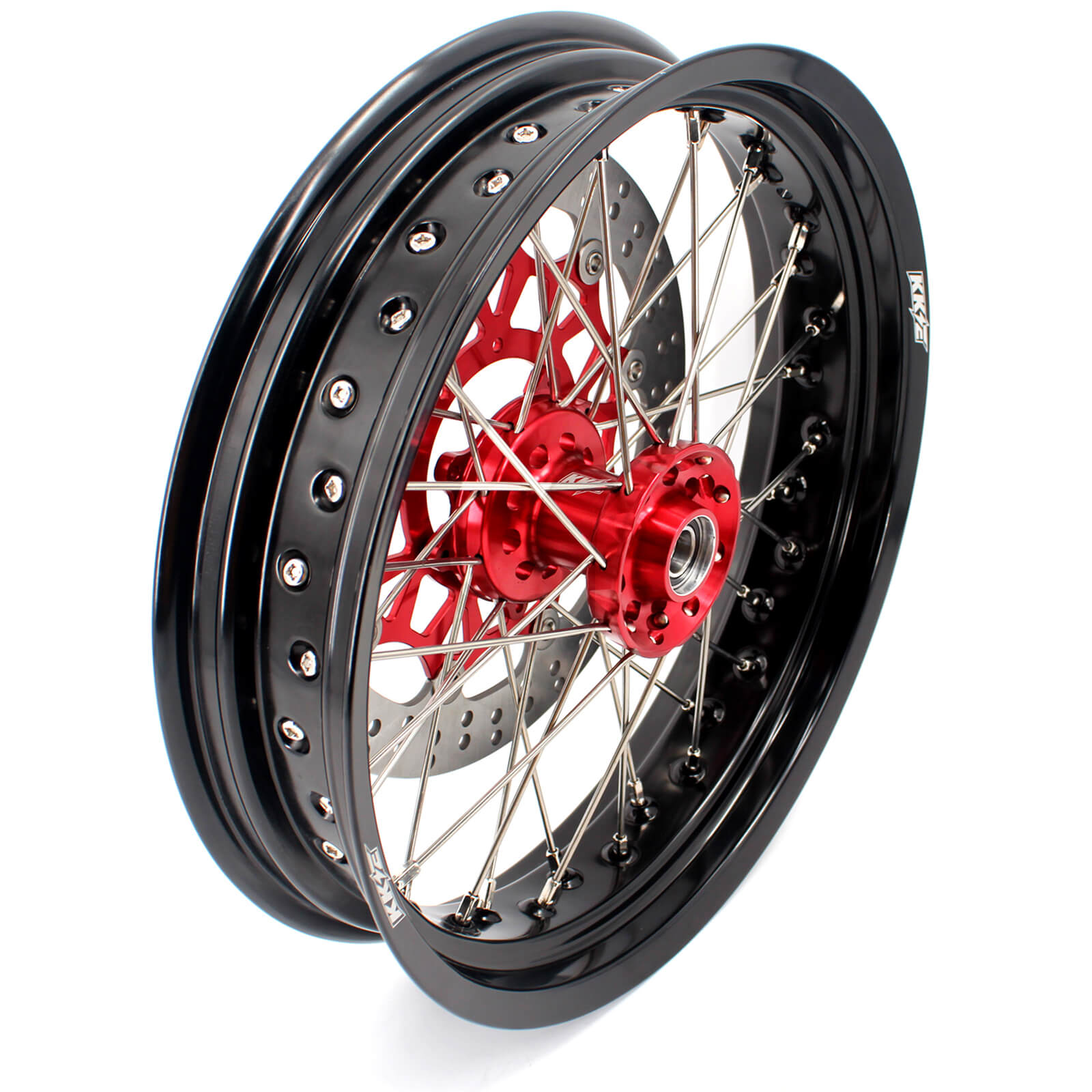 KKE 3.5/4.25 CUSH DRIVE SUPERMOTO WHEELS SET FOR HONDA XR650L 1993-2018 RED SPROCKET - KKE Racing