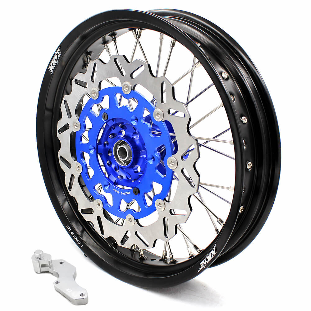 KKE DRZ400 DRZ400S DRZ400E DRZ400SM 3.5/4.25*17 SUPERMOTO WHEELS RIMS SET FIT SUZUKI BLUE CNC HUB - KKE Racing