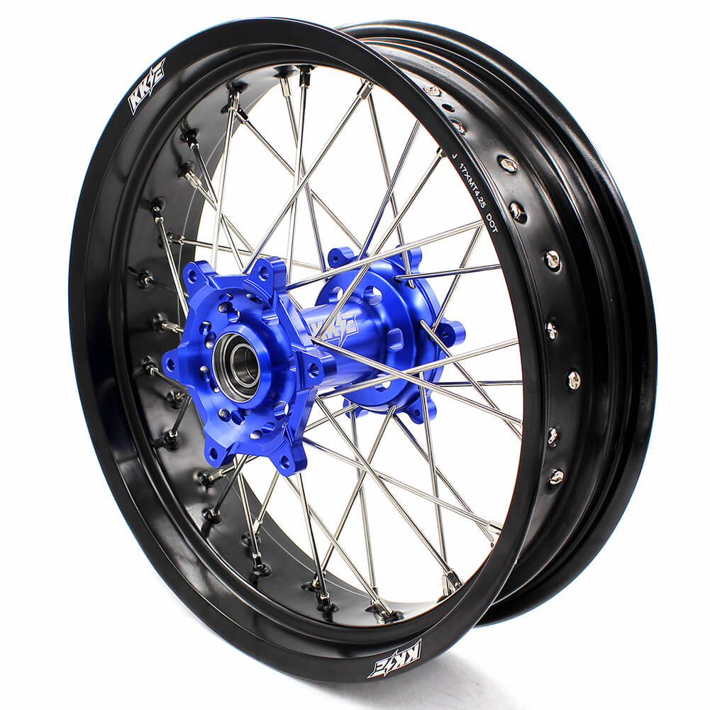 KKE DRZ400 DRZ400S DRZ400E DRZ400SM 3.5/4.25*17 SUPERMOTO WHEELS RIMS SET FIT SUZUKI BLUE CNC HUB - KKE Racing