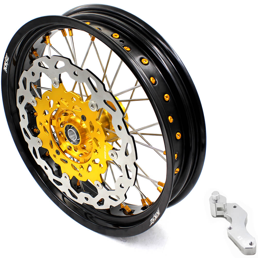 KKE DRZ400 DRZ400S DRZ400E DRZ400SM 3.5/4.25*17 SUPERMOTO WHEELS RIMS SET FIT SUZUKI GOLD CNC HUB & NIPPLE - KKE Racing