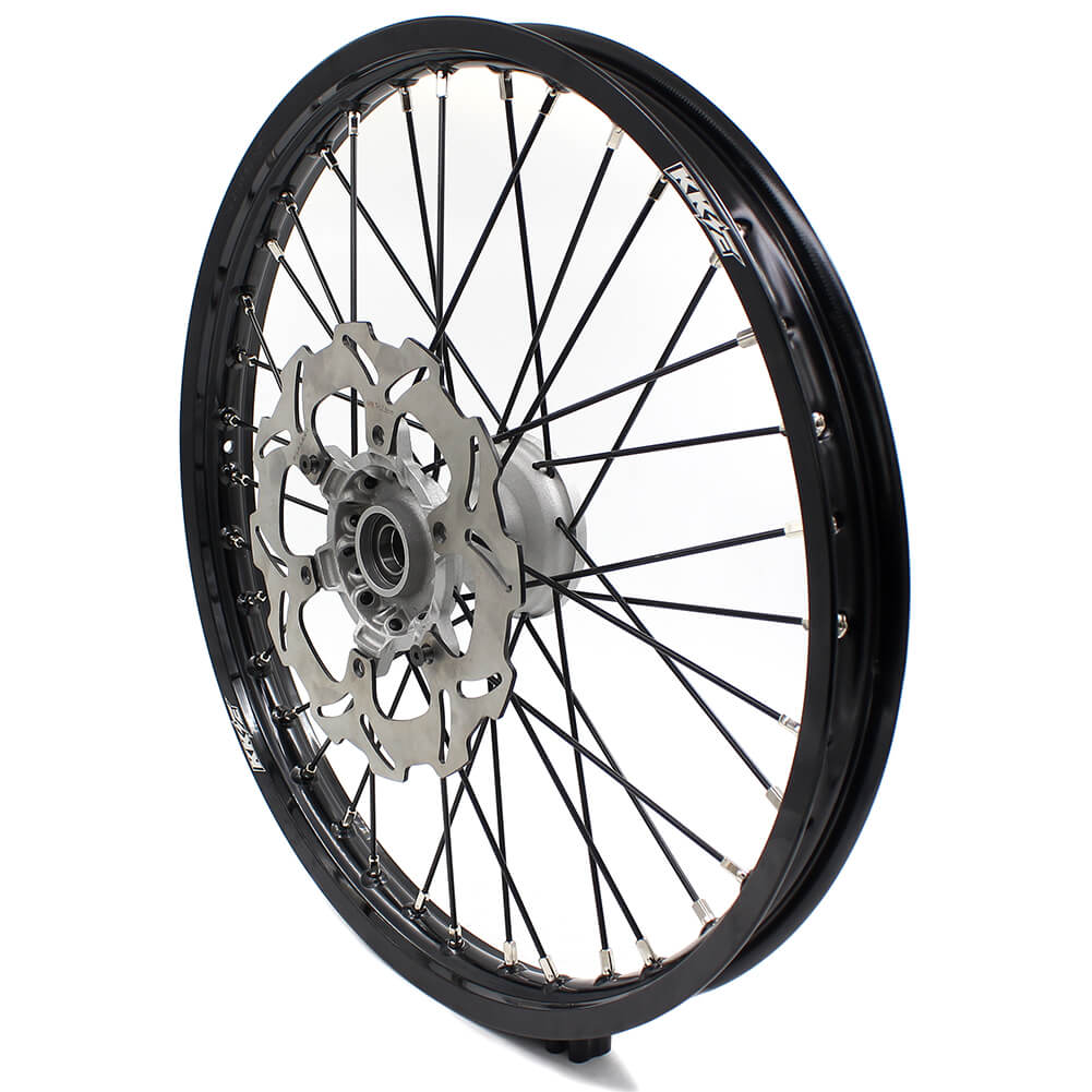 KKE CASTING 21/19 MX WHEELS SET FIT YAMAHA YZ125 YZ250 YZ250F YZ450F SILVER HUB BLACK RIM - KKE Racing