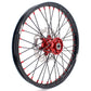 KKE 21/19 MX SPOKED WHEELS RIMS SET FOR SUZUKI RM125 96-07 RM250 96-08 RED NIPPLE BLACK SPOKE - KKE Racing