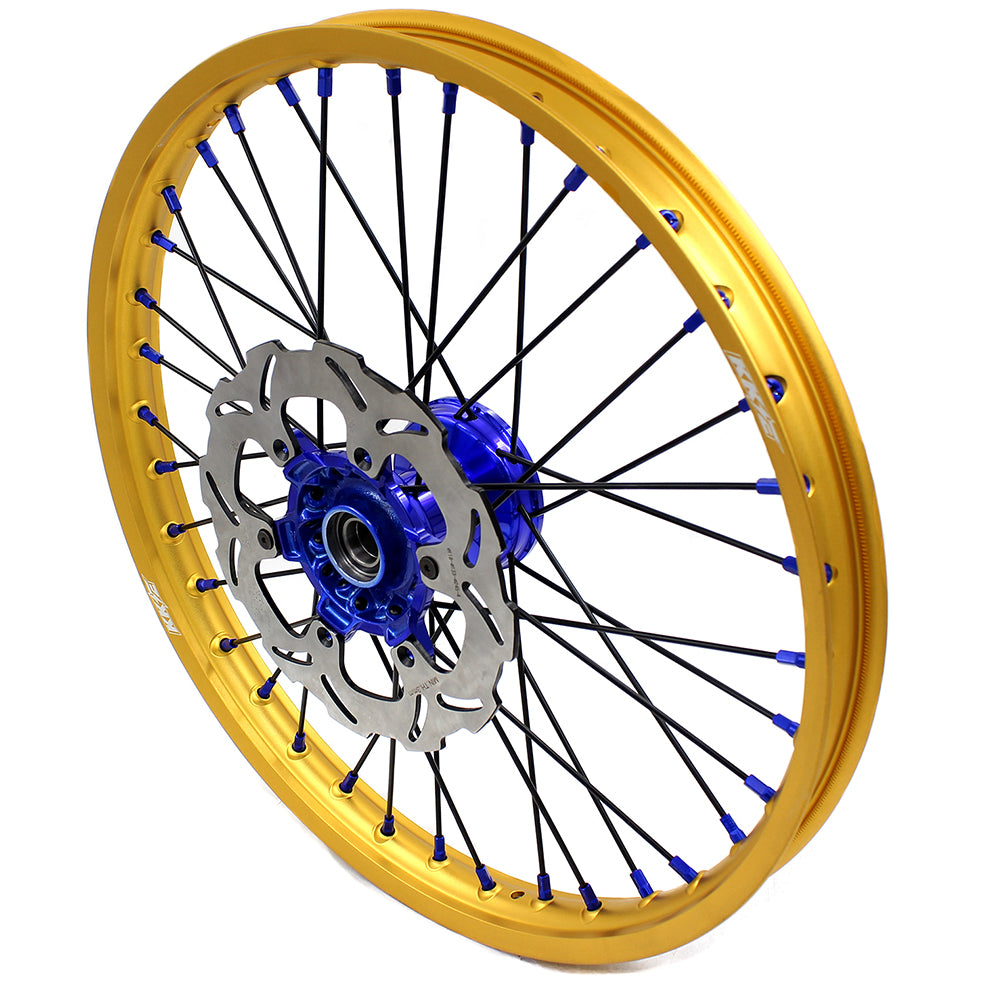 KKE 21"&19" Mx Dirtbike Cast Wheels For YAMAHA YZ125 YZ250 1999-2016 YZ250F YZ450F 2003-2015 Gold Rim Black Spokes With Disc