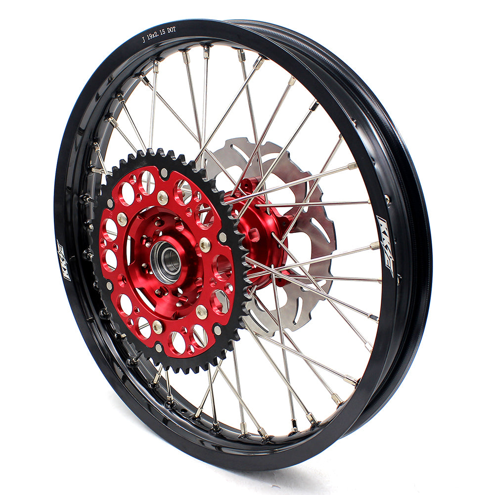 KKE 21/19 SPOKED MX WHEELS RIMS SET FOR SUZUKI RM125 1996-2007 RM250 1996-2008 RED HUB - KKE Racing