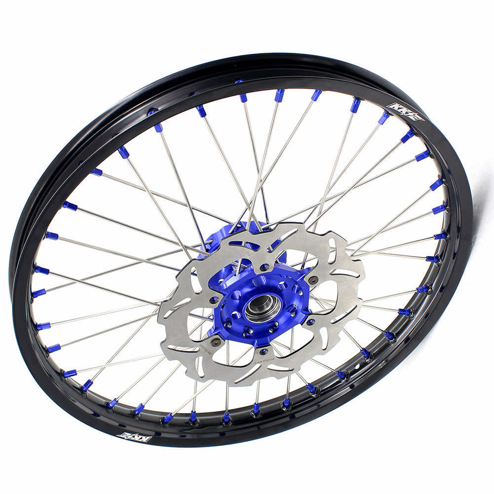 KKE 21"&18" Enduro Diretibke Wheels For YAMAHA YZ125 YZ250 1999-2016 YZ250F YZ450F 2003-2015 Blue Nipples With Disc