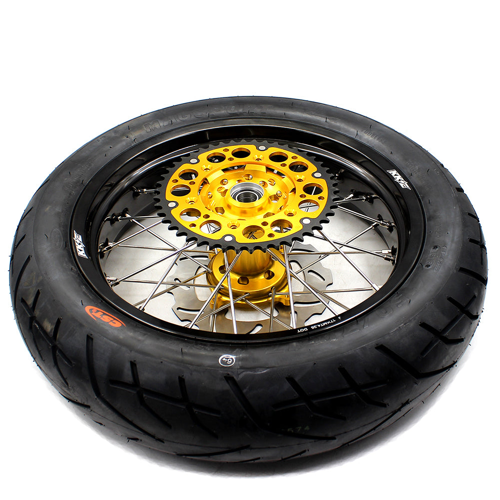 KKE 3.5 & 4.25*17inch Supermoto Rims Tires for SUZUKI RMZ250 2007-2024 RMZ450 2005-2024 Gold