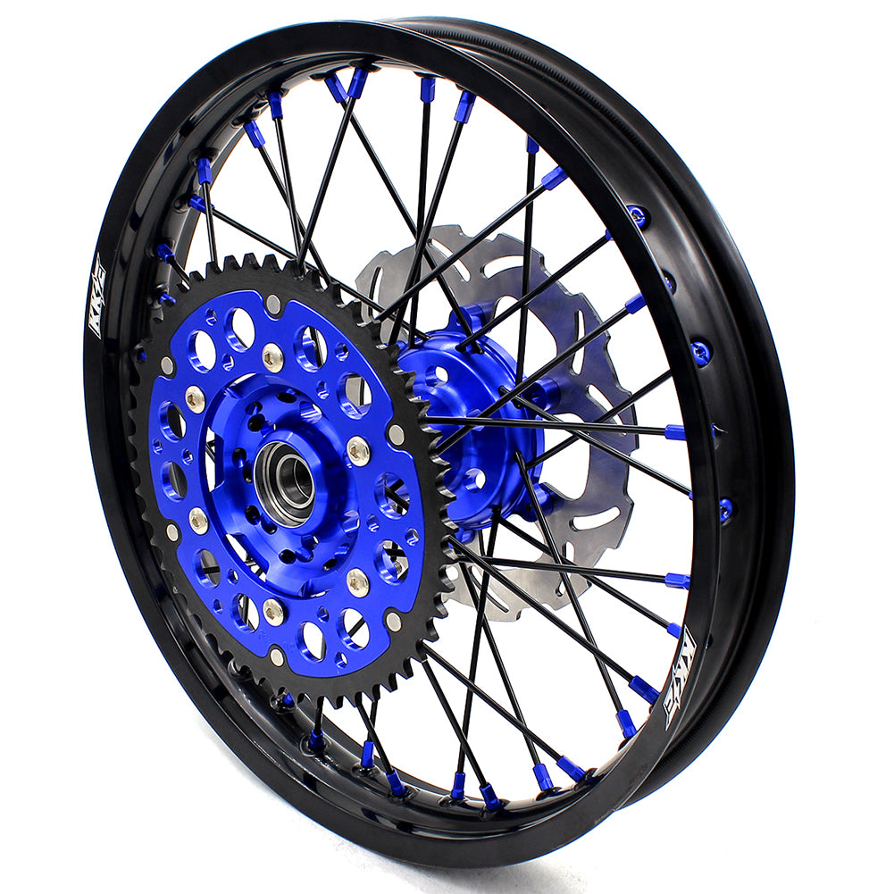 KKE 21 & 18 Inch Enduro Wheels Set for SUZUKI DRZ400 00-04 DRZ400E 00-07 DRZ400S 00-18 Blue Nipple Black Spoke Discs - KKE Racing