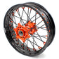 KKE 3.5/4.25 CNC SUPERMOTO WHEELS SET FOR KTM 125-530 2003-2019 ORANGE NIPPLE BLACK SPOKE - KKE Racing