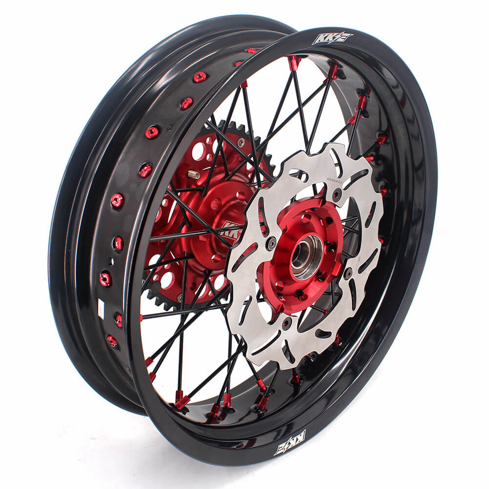 KKE 3.5 & 4.25 Supermoto Wheels for Honda XR650R 2000-2008 Disc Red Nipple