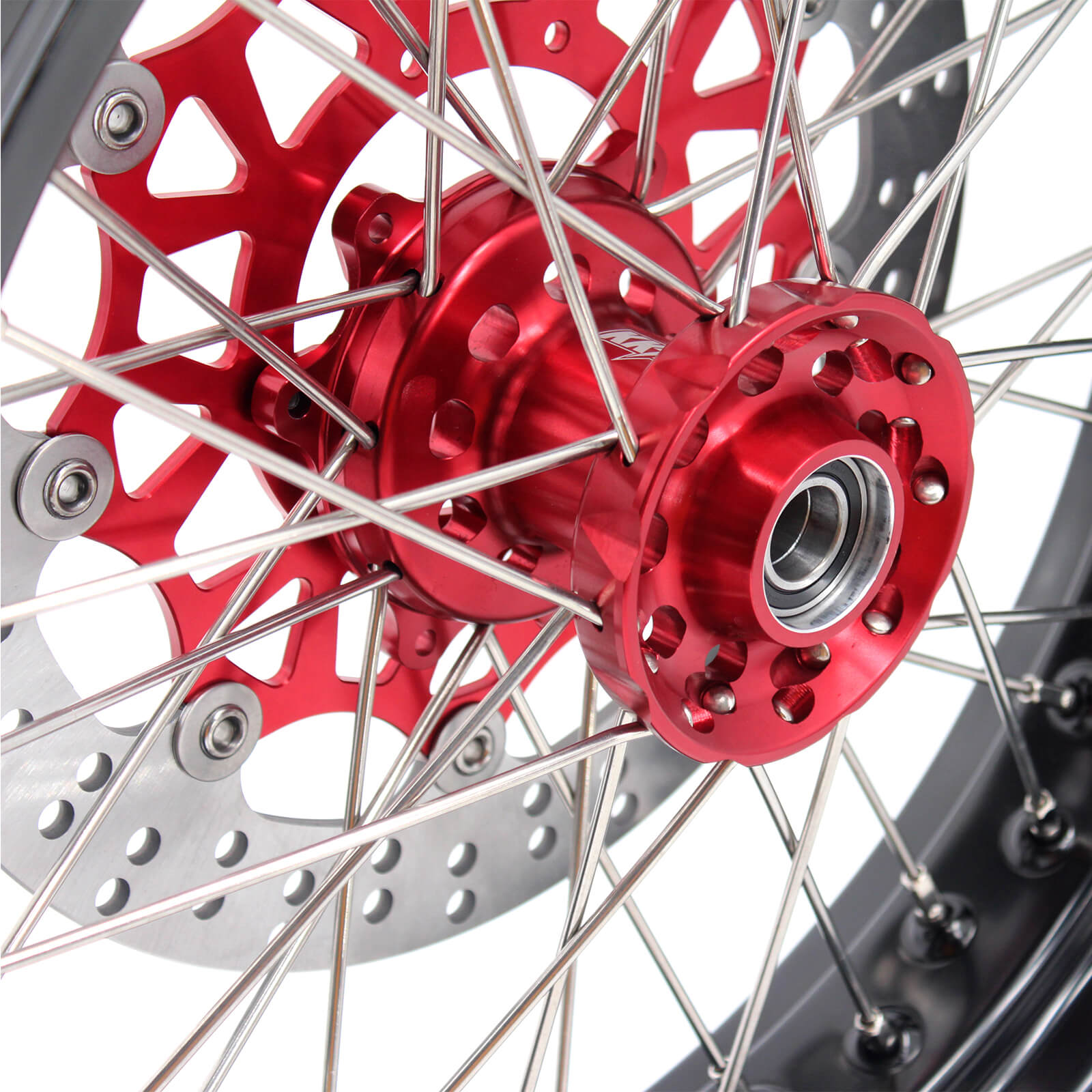 KKE 3.5/4.25 CUSH DRIVE SUPERMOTO WHEELS SET FOR HONDA XR650L 1993-2018 RED SPROCKET - KKE Racing