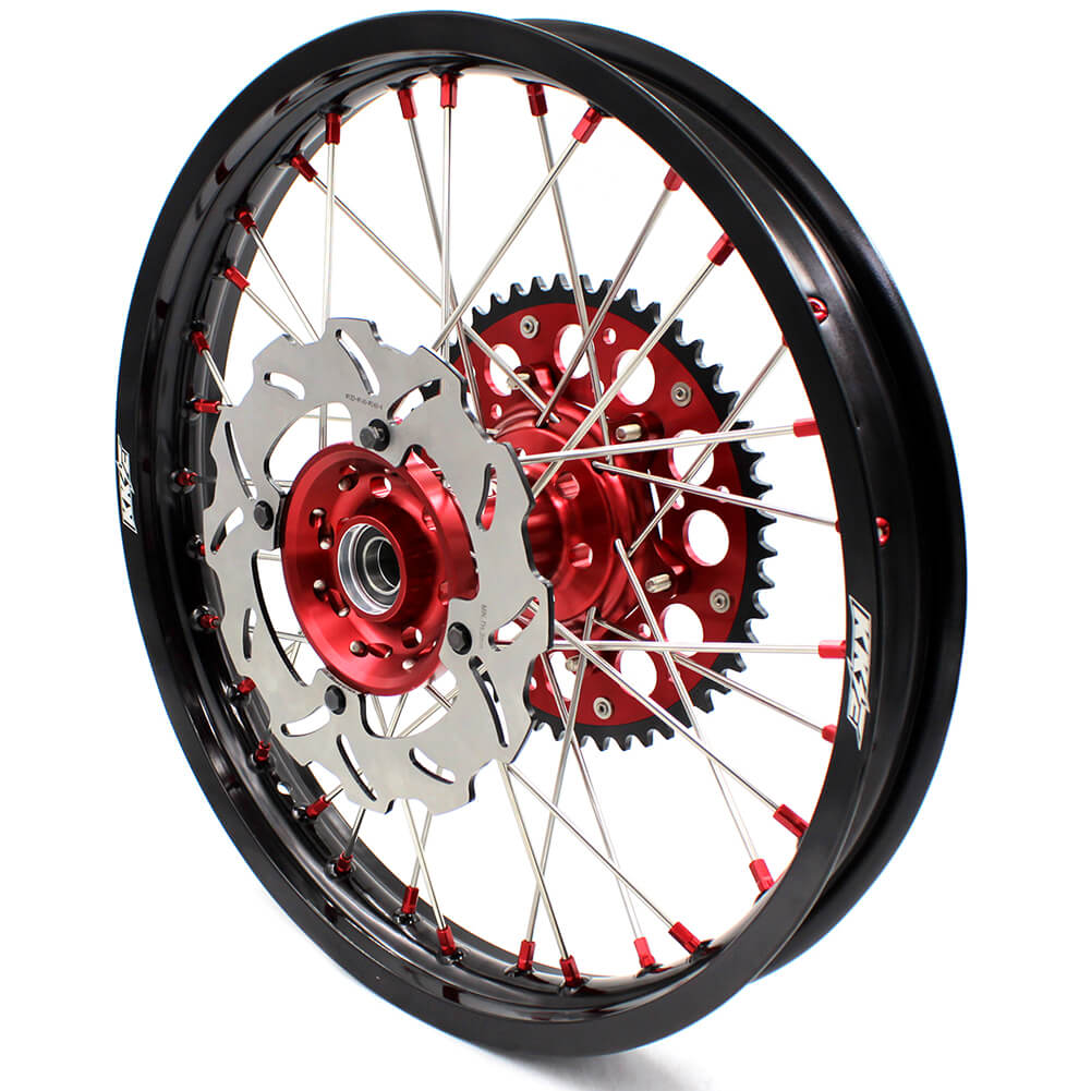 KKE MX/ENDURO DIRT BIKE WHEELS SET FIT HONDA CR125R CR250R 2002-2013 CRF250R 04-13 CRF450R 02-12 RED NIPPLE - KKE Racing