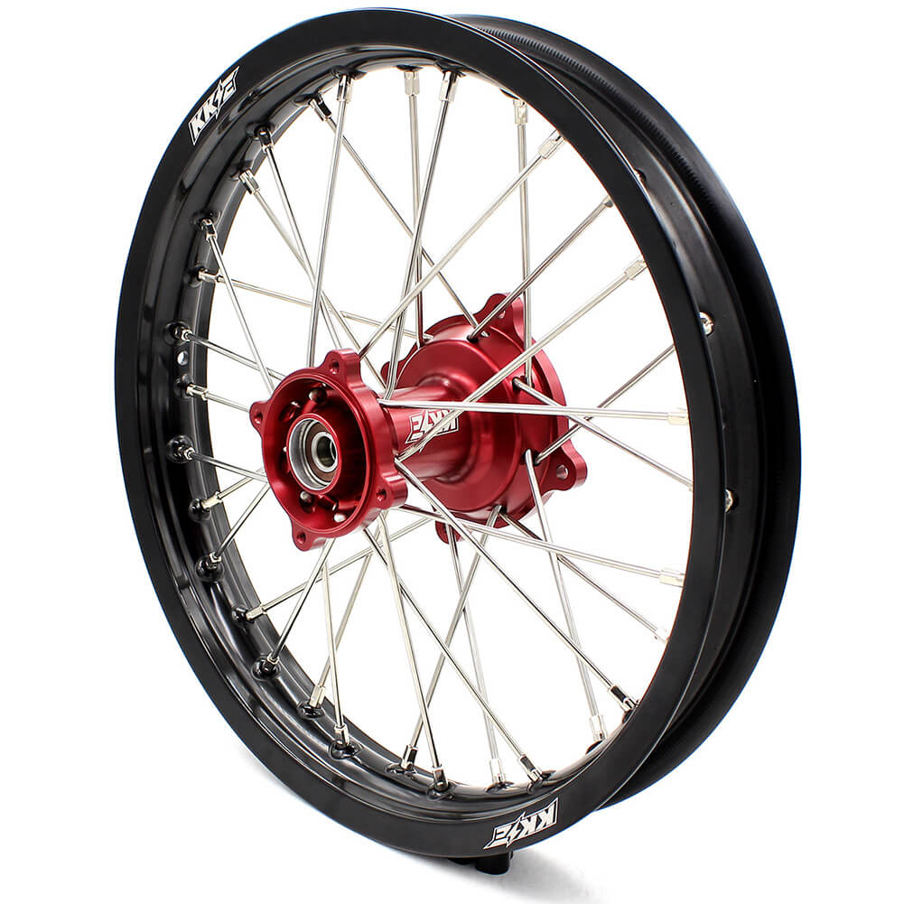 KKE 19/16 KID'S BIG WHEELS RIMS SET FIT HONDA CR80R 1993-2002 CR85R 2003-2008 MINI BIKE RED CNC HUB - KKE Racing