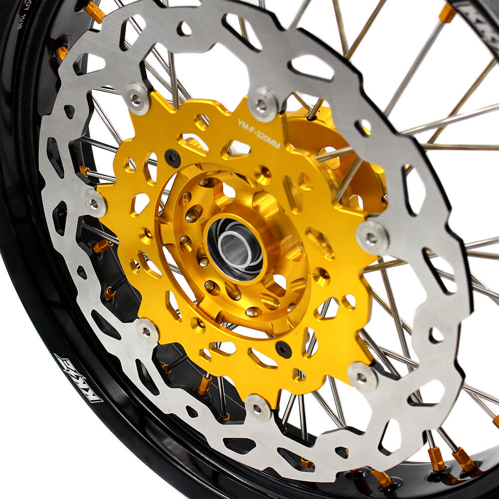 KKE DRZ400 DRZ400S DRZ400E DRZ400SM 3.5/4.25*17 SUPERMOTO WHEELS RIMS SET FIT SUZUKI GOLD CNC HUB & NIPPLE - KKE Racing