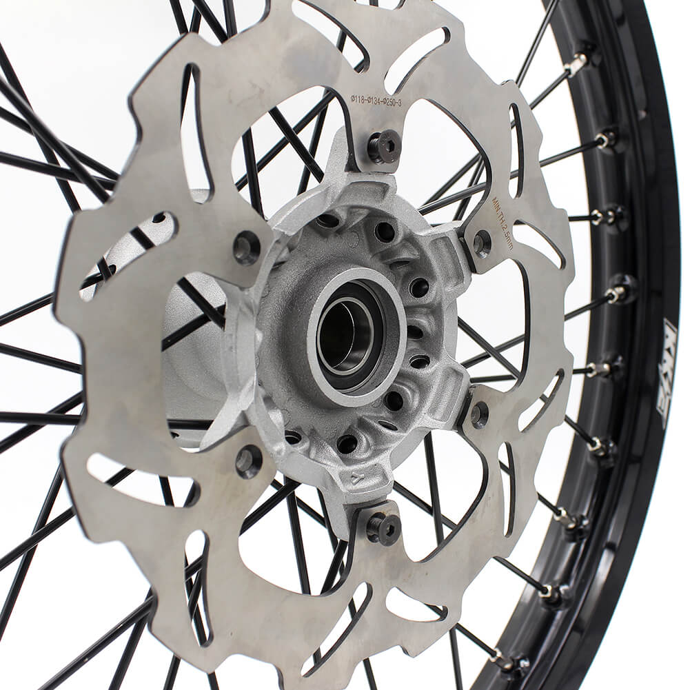 KKE CASTING 21/19 MX WHEELS SET FIT YAMAHA YZ125 YZ250 YZ250F YZ450F SILVER HUB BLACK RIM - KKE Racing