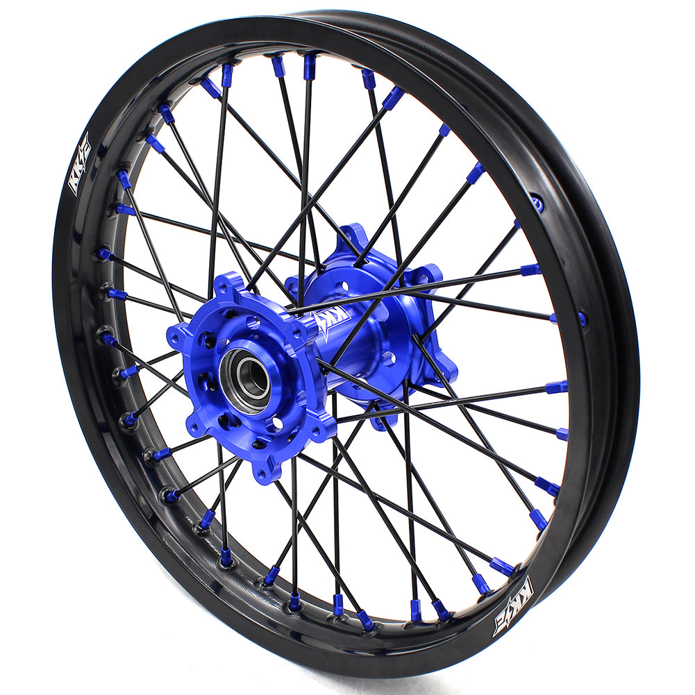 KKE 21 & 18 Inch Enduro Wheels Set for SUZUKI DRZ400 00-04 DRZ400E 00-07 DRZ400S 00-18 Blue Nipple Black Spoke Discs - KKE Racing
