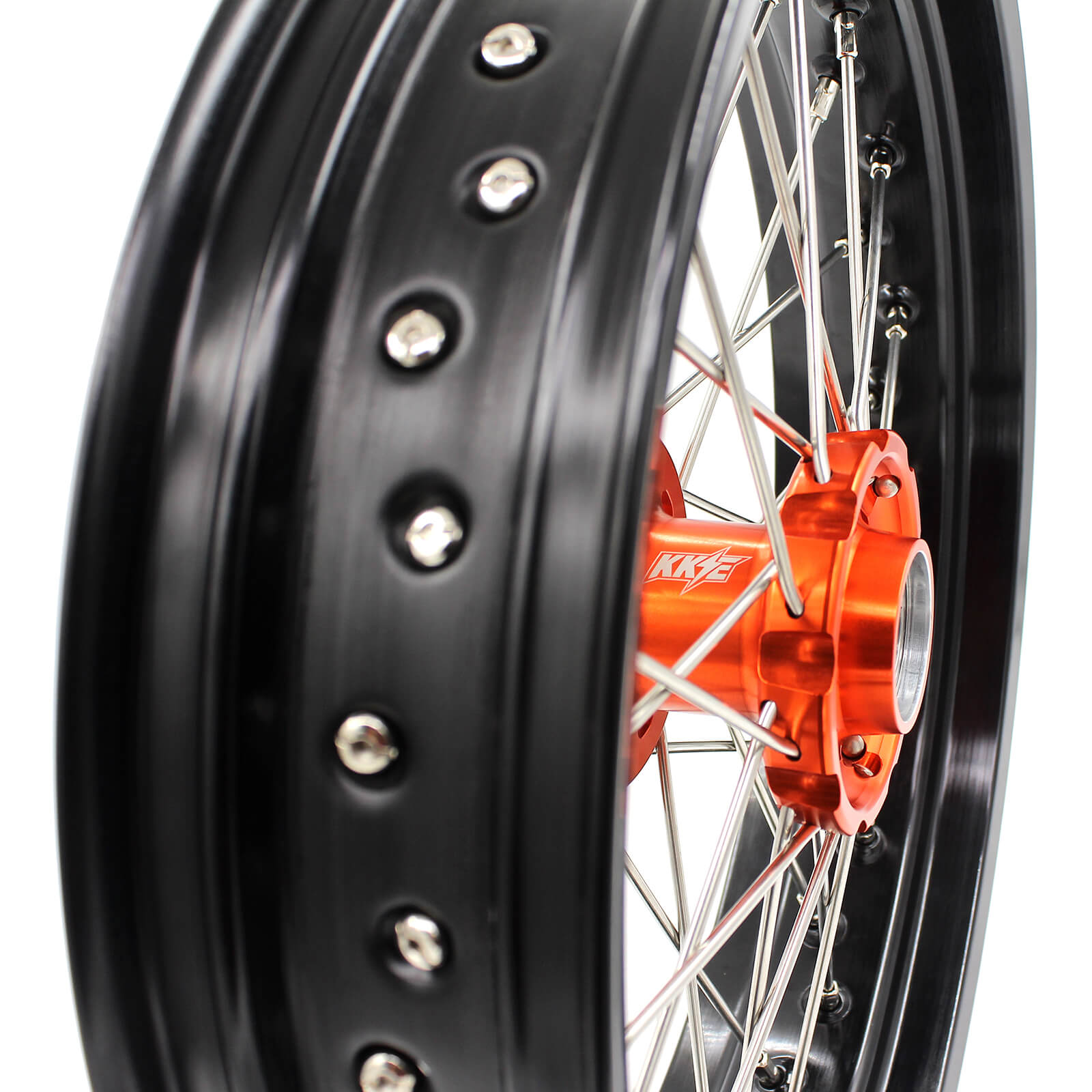 3.5*17/4.5*17 KTM SPOKED CUSH DRIVE WHEELS SET FOR KTM 625 SMC  640 LC4 660 SMC ORANGE HUB - KKE Racing