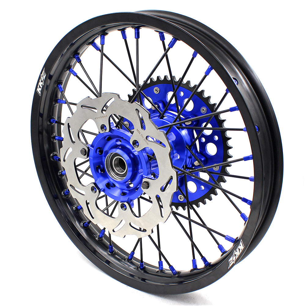 KKE 21 & 18 Inch Enduro Wheels Set for SUZUKI DRZ400 00-04 DRZ400E 00-07 DRZ400S 00-18 Blue Nipple Black Spoke Discs - KKE Racing