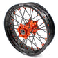 KKE 3.5/4.25 CNC SUPERMOTO WHEELS SET FOR KTM 125-530 2003-2019 ORANGE NIPPLE BLACK SPOKE - KKE Racing