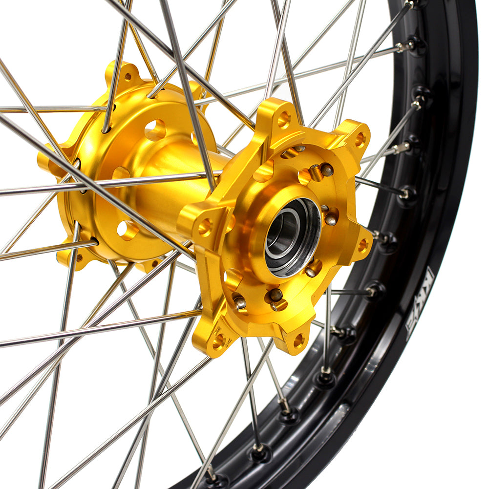 KKE 21" & 19" MX WHEELS RIMS SET FOR SUZUKI RMZ250 2007-2019 RMZ450 2005-2019 GOLD CNC HUBS OFF ROAD MOTORCYCLE RIMS - KKE Racing
