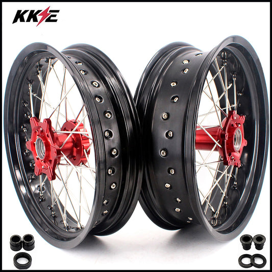 KKE 3.5 & 5.0 Supermoto Motard Wheels Rims for BETA RR 2013-2022 Red Hubs