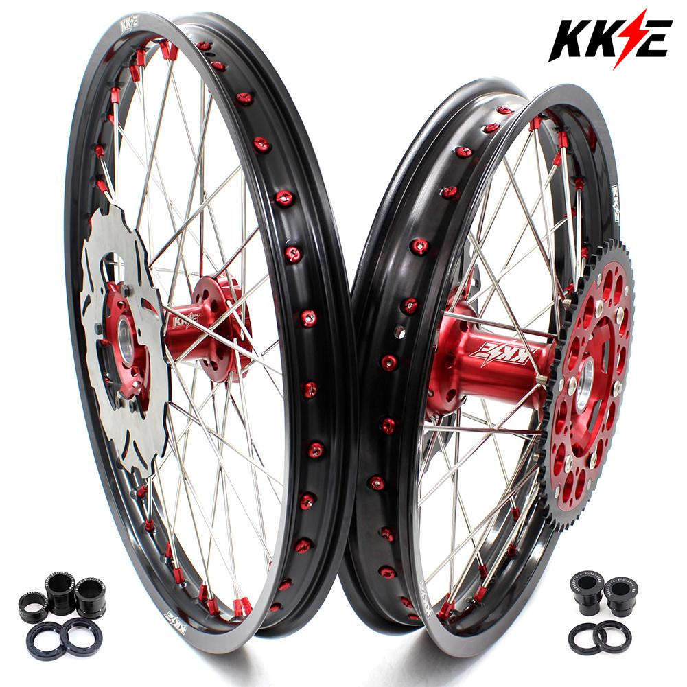 KKE 21&18 21&19 Wheels for HONDA CR125R 1995-1997 CR250R 1995-1996 Red Nipples