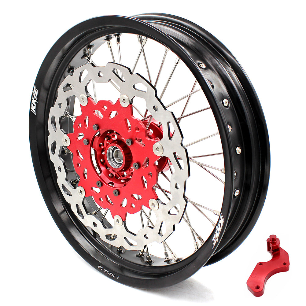 KKE 3.5 & 4.25*17in. Supermoto Rims for Honda CRF250R 14-25 CRF450R 13-25 Red&Black Disc