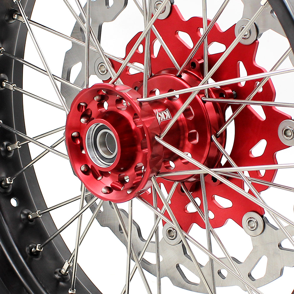 KKE 3.5 & 4.25*17in. Supermoto Rims for Honda CRF250R 14-25 CRF450R 13-25 Red&Black Disc