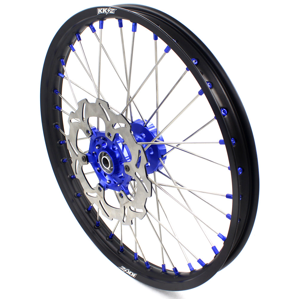 KKE 1.6*21 2.15*18 Enduro Wheels Set for SUZUKI DRZ400 00-04 DRZ400E 00-07 DRZ400S 00-18 Blue Nipple Black Spoke - KKE Racing